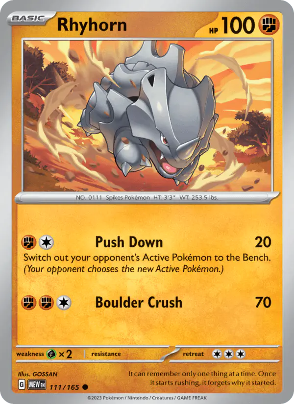 Carta Rhyhorn 111/165 de 151