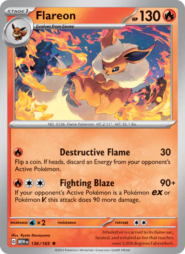 Carta Flareon 136/165 de 151