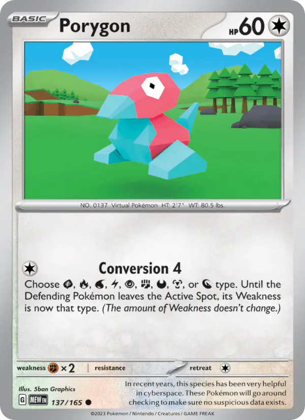 Carta Porygon 137/165 de 151