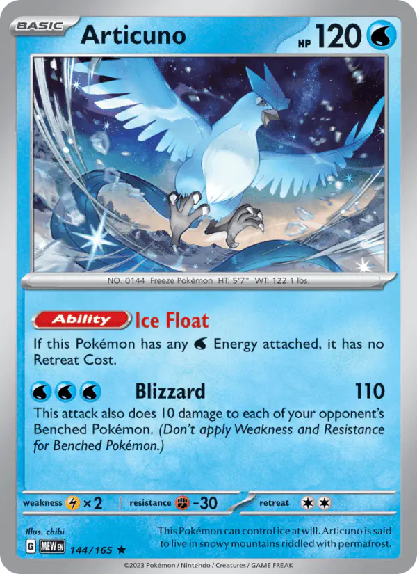 Carta Articuno 144/165 de 151