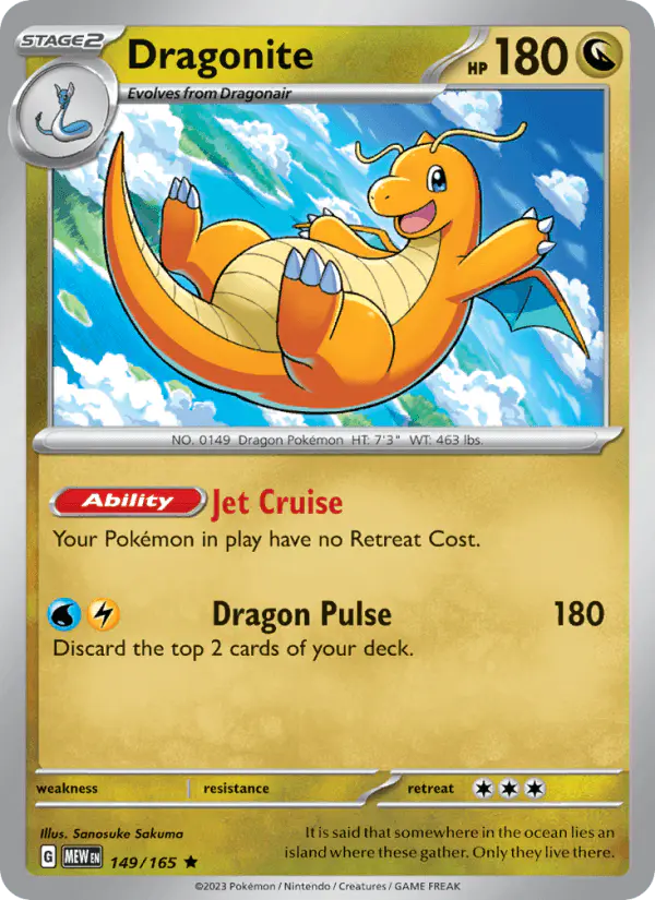 Carta Dragonite 149/165 de 151