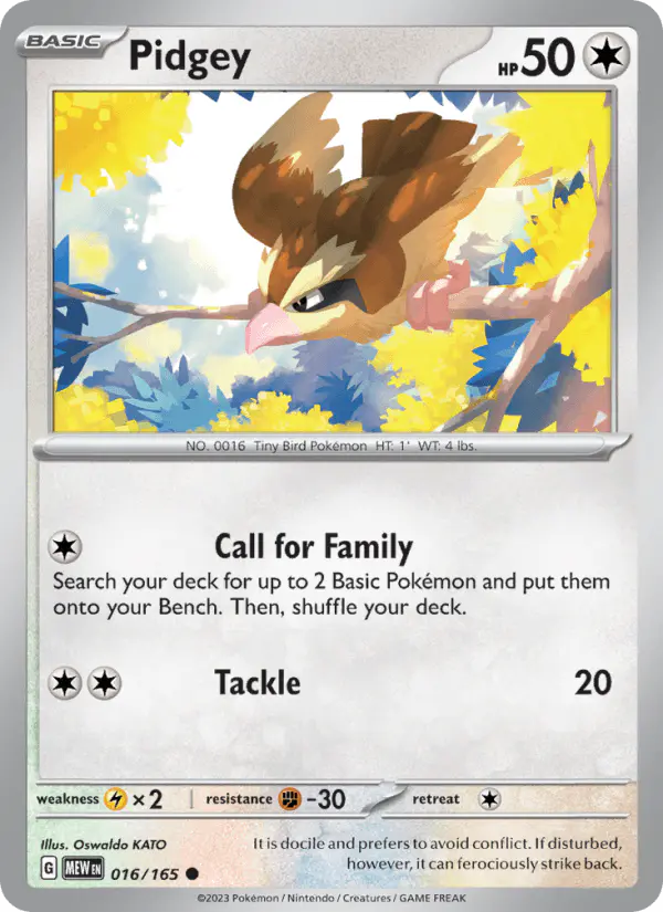 Carta Pidgey 016/165 de 151