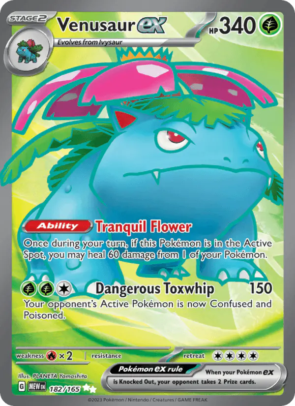 Carta Venusaur ex 182/165 de 151