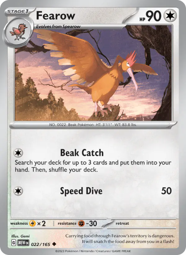 Carta Fearow 022/165 de 151