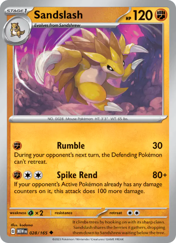 Carta Sandslash 028/165 de 151