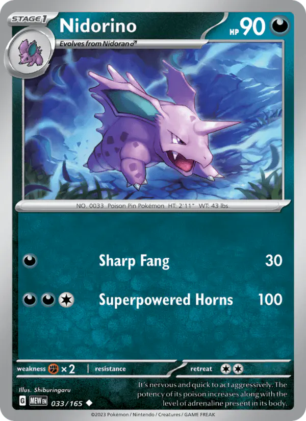 Carta Nidorino 033/165 de 151