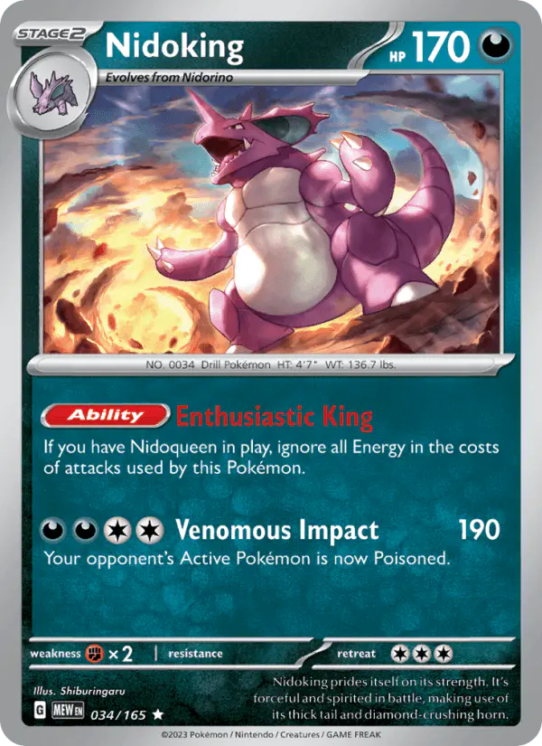 Carta Nidoking 034/165 de 151