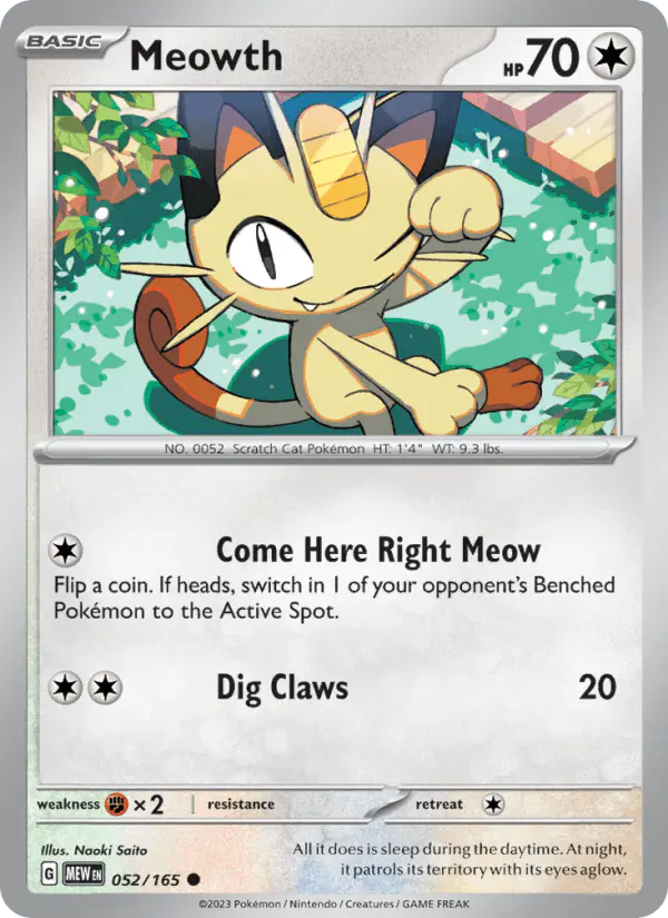 Carta Meowth 052/165 de 151