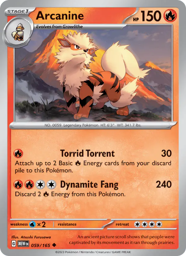 Carta Arcanine 059/165 de 151