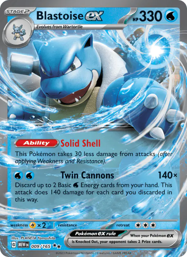 Carta Blastoise ex 009/165 de 151