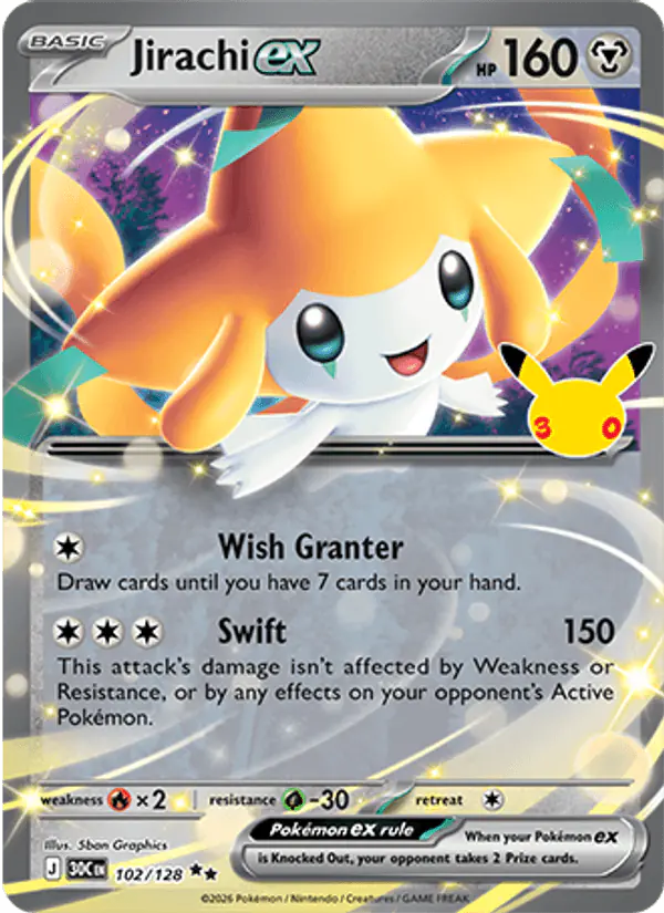 Carta Jirachi ex 102/128 de 30th Celebration