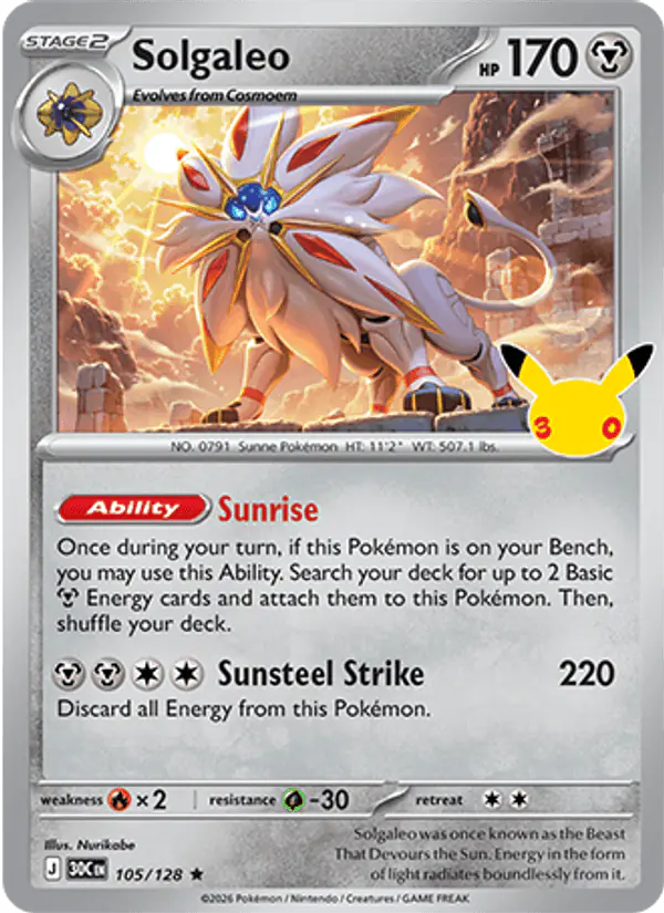 Carta Solgaleo 105/128 de 30th Celebration