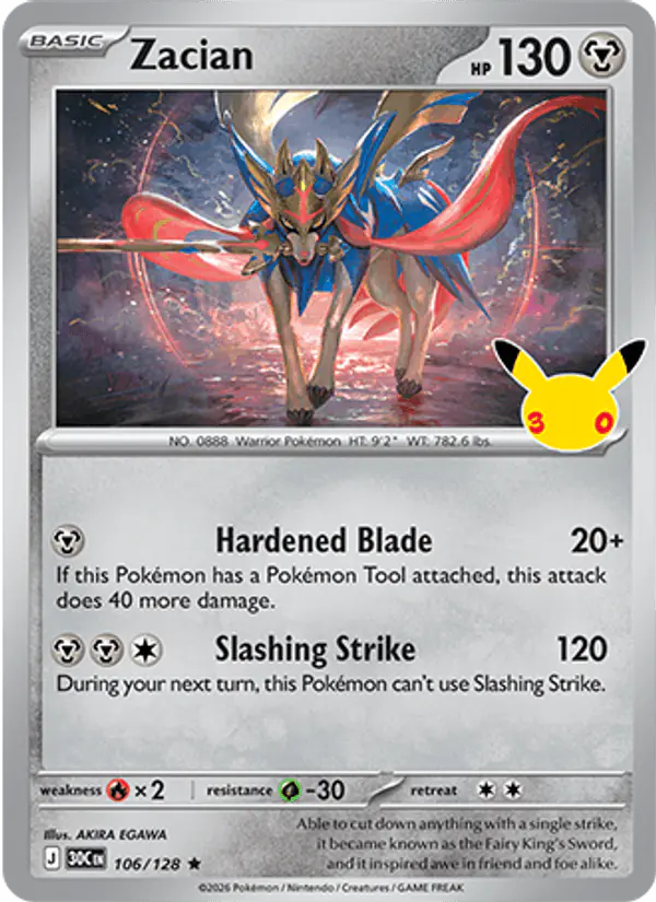 Carta Zacian 106/128 de 30th Celebration