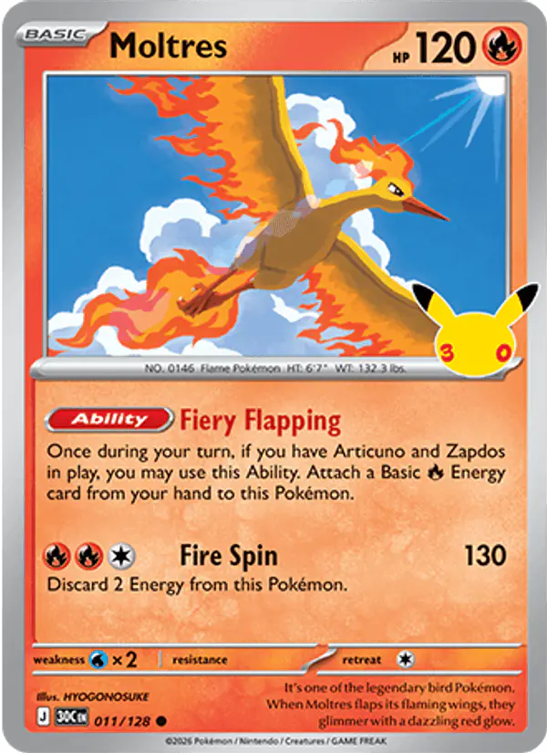 Carta Moltres 011/128 de 30th Celebration