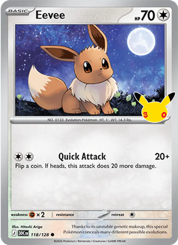 Carta Eevee 118/128 de 30th Celebration