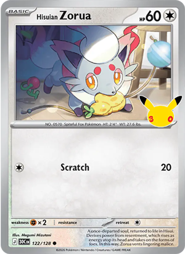 Carta Hisuian Zorua 122/128 de 30th Celebration