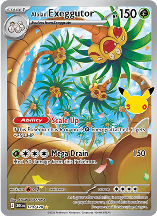 Carta Alolan Exeggutor 129/128 de 30th Celebration