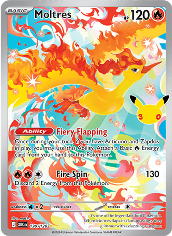 Carta Moltres 130/128 de 30th Celebration