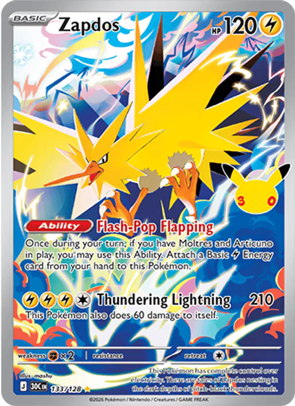 Carta Zapdos 133/128 de 30th Celebration