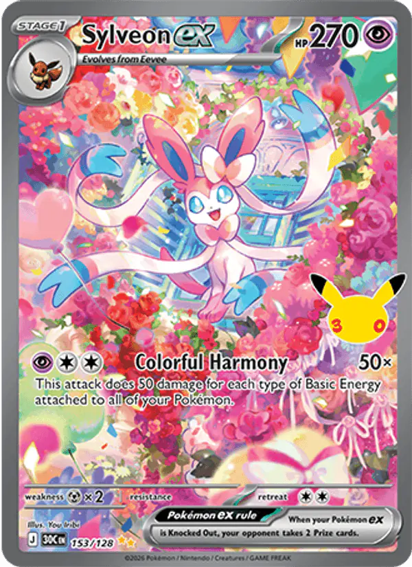 Carta Sylveon ex 153/128 de 30th Celebration