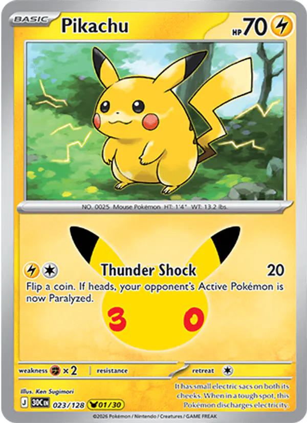 Carta Pikachu 023/128 de 30th Celebration