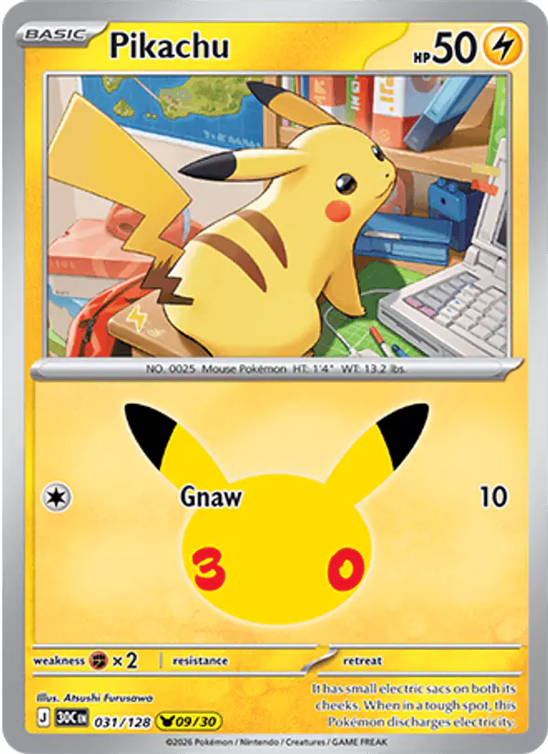 Carta Pikachu 031/128 de 30th Celebration