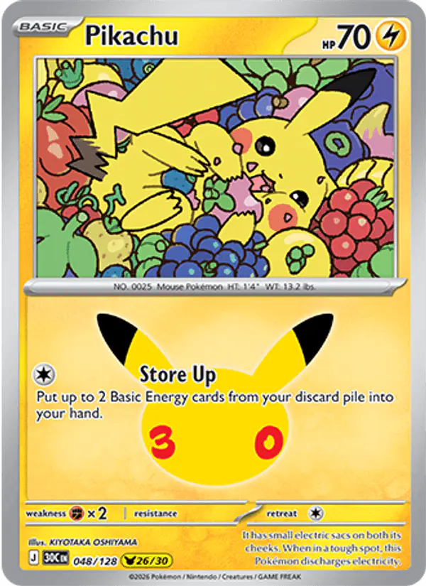 Carta Pikachu 048/128 de 30th Celebration