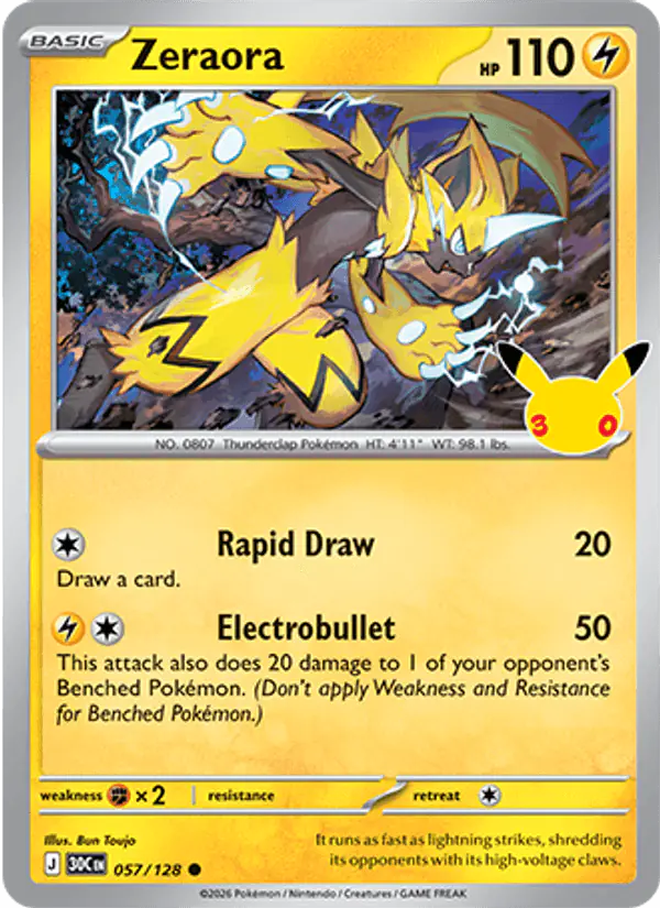 Carta Zeraora 057/128 de 30th Celebration