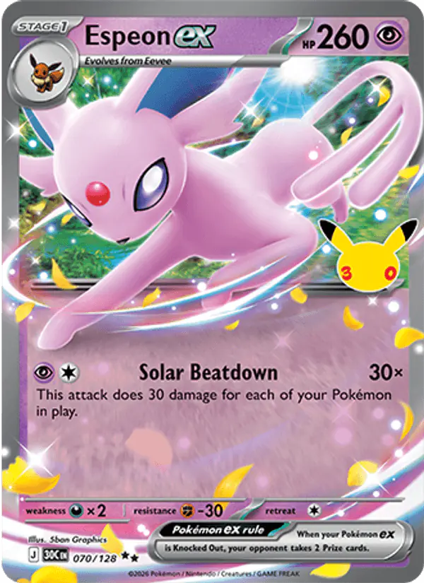 Carta Espeon ex 070/128 de 30th Celebration