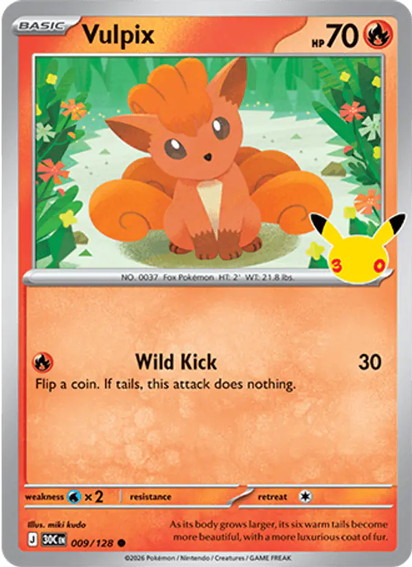 Carta Vulpix 009/128 de 30th Celebration