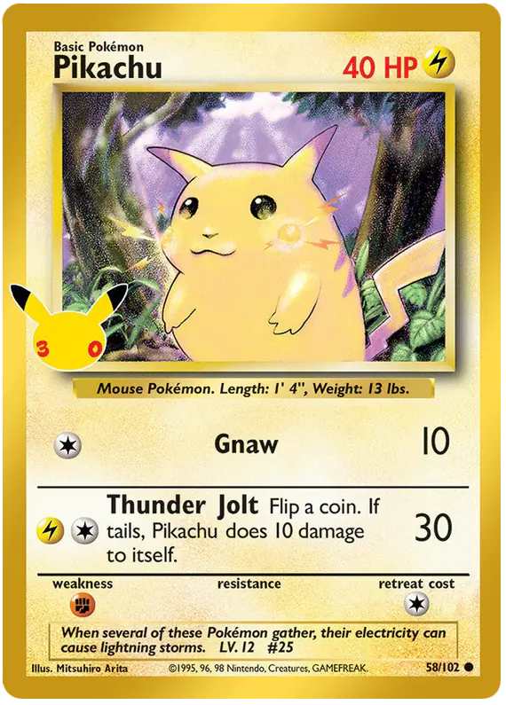 Carta Pikachu 014/030 de 30th Classic Collection