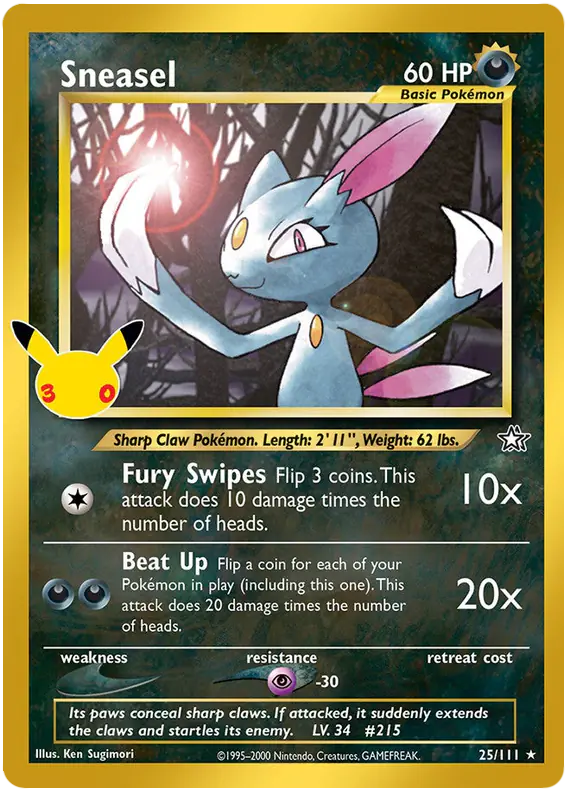 Carta Sneasel 007/030 de 30th Classic Collection