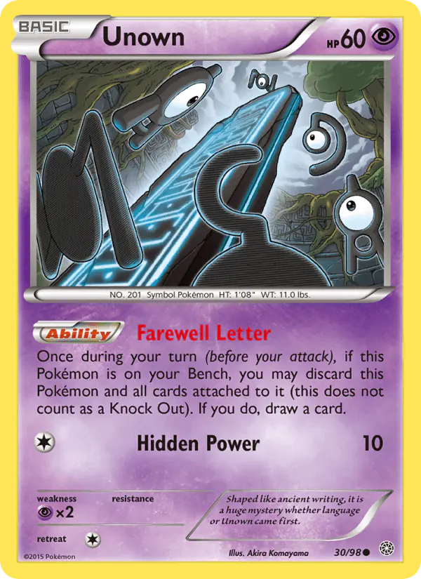 Carta Unown 30/98 de Ancient Origins