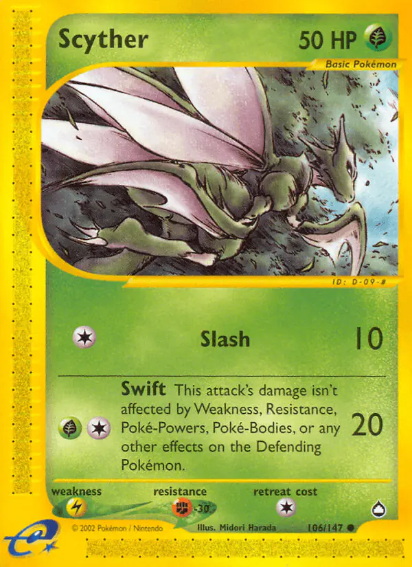 Carta Scyther 106/147 de Aquapolis