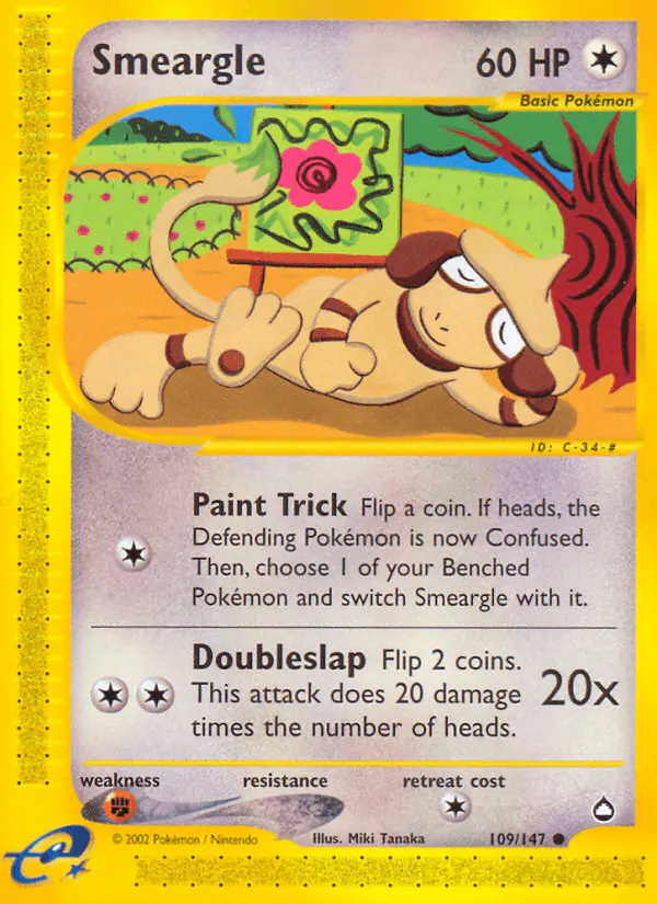 Carta Smeargle 109/147 de Aquapolis