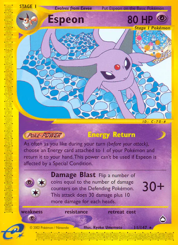 Carta Espeon 11/147 de Aquapolis