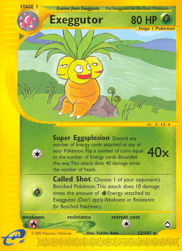 Carta Exeggutor 12/147 de Aquapolis