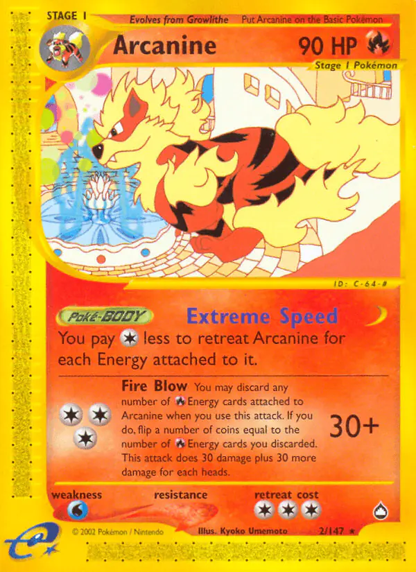 Carta Arcanine 2/147 de Aquapolis