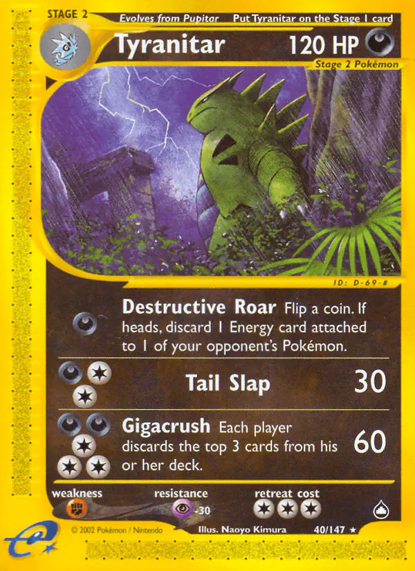 Carta Tyranitar 40/147 de Aquapolis