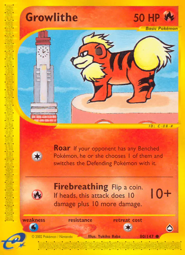 Carta Growlithe 80/147 de Aquapolis