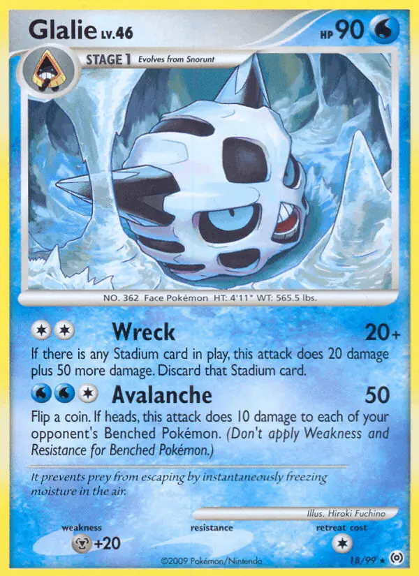 Carta Glalie 18/99 de Arceus