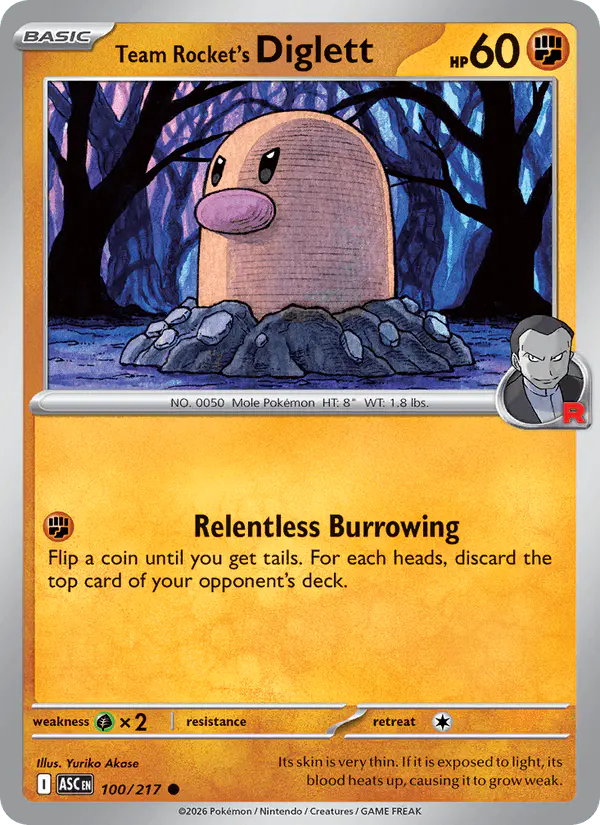 Carta Team Rocket's Diglett 100/217 de Ascended Heroes