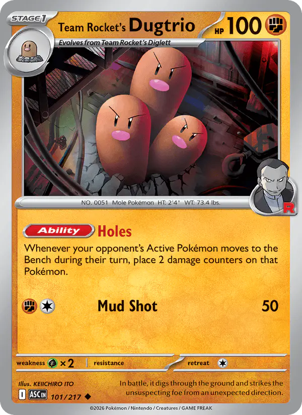 Carta Team Rocket's Dugtrio 101/217 de Ascended Heroes