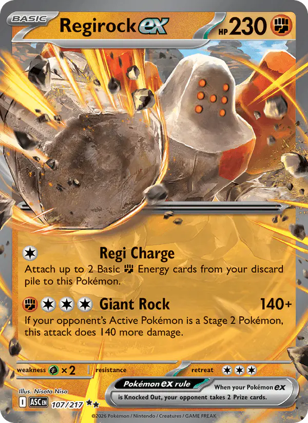Carta Regirock ex 107/217 de Ascended Heroes
