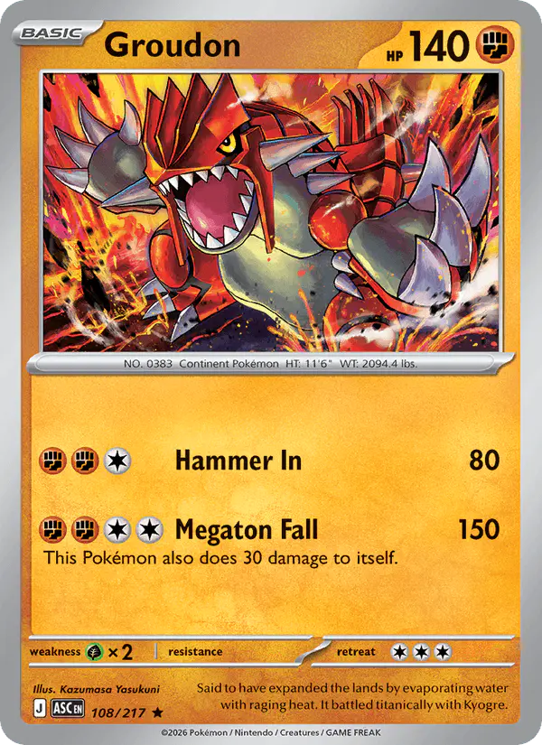 Carta Groudon 108/217 de Ascended Heroes