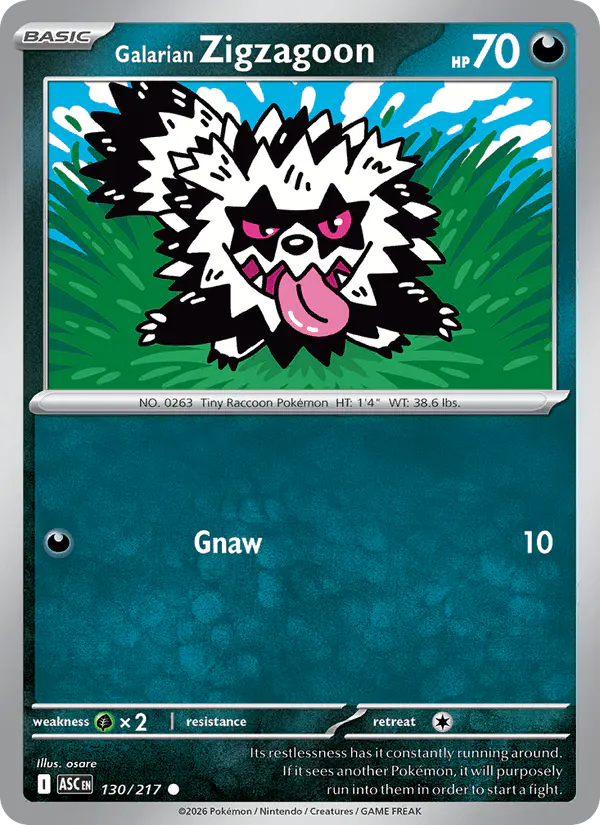Carta Galarian Zigzagoon 130/217 de Ascended Heroes
