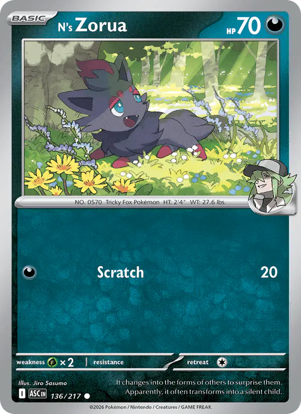 Carta N's Zorua 136/217 de Ascended Heroes
