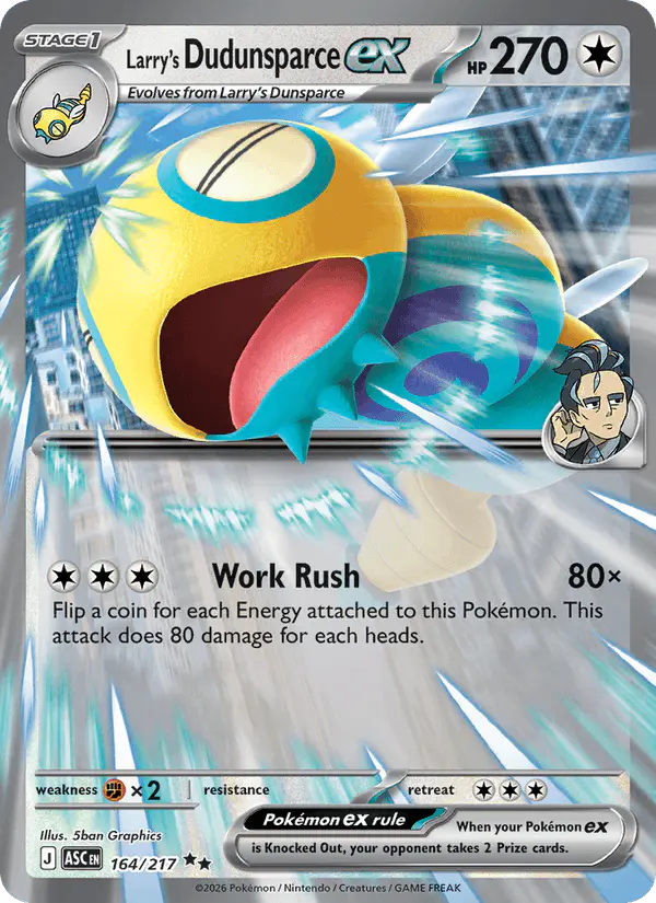 Carta Larry's Dudunsparce ex 164/217 de Ascended Heroes