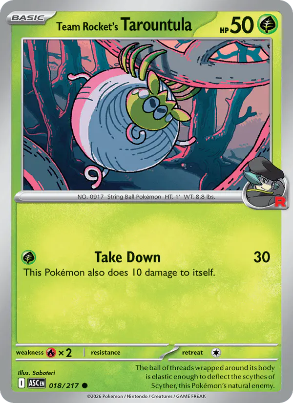 Carta Team Rocket's Tarountula 018/217 de Ascended Heroes