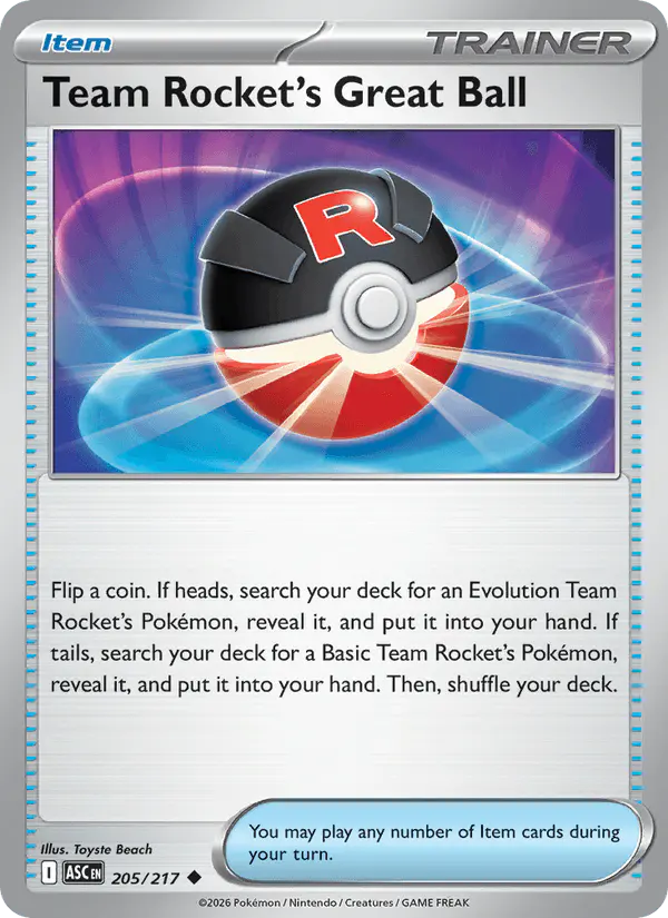 Carta Team Rocket's Great Ball 205/217 de Ascended Heroes